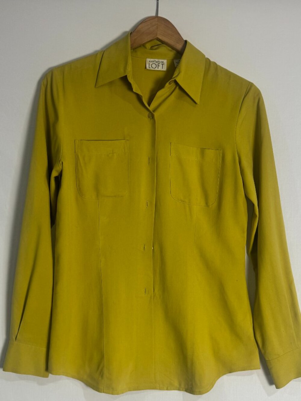 Ann Taylor Loft 100% Silk Button Front Blouse Size 2